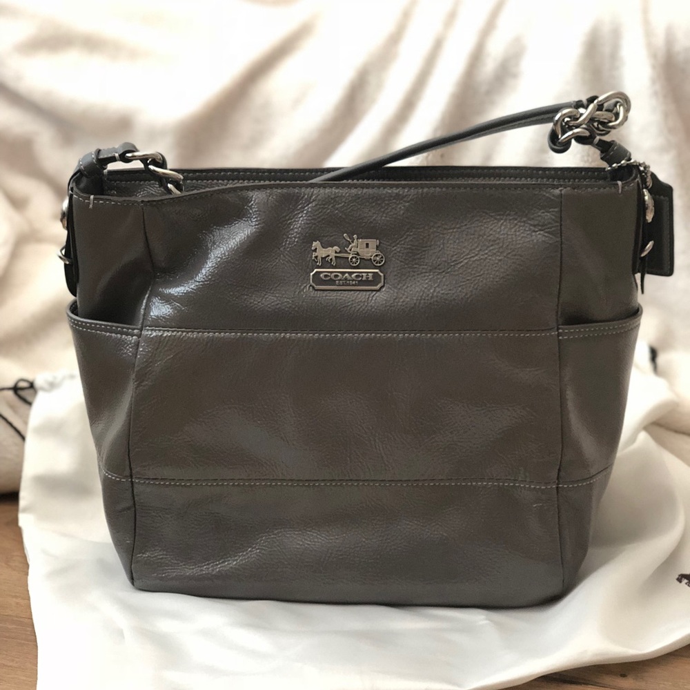 Coach Grey Patent Tribeca Tote Medium